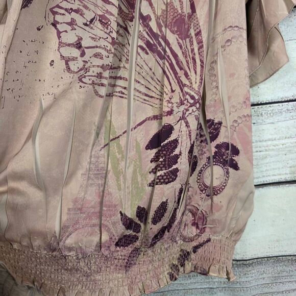 Christopher & Banks Butterfly Print Blouse L - Picture 4 of 8
